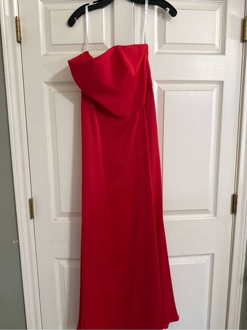 David's Bridal Strapless Red Evening Gown